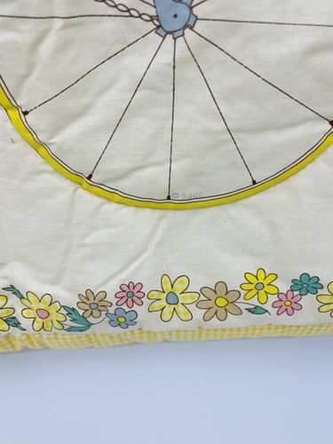 Vintage Baby Blanket Quilt Panel Animals on Bicycle That's Our Baby 46 x 37 - Picture 9 of 14