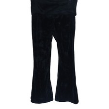 y2k Vintage Velour Velvet Flare Wide Leg Pants M Goth Wispy Boho 70s 90s Pull-On