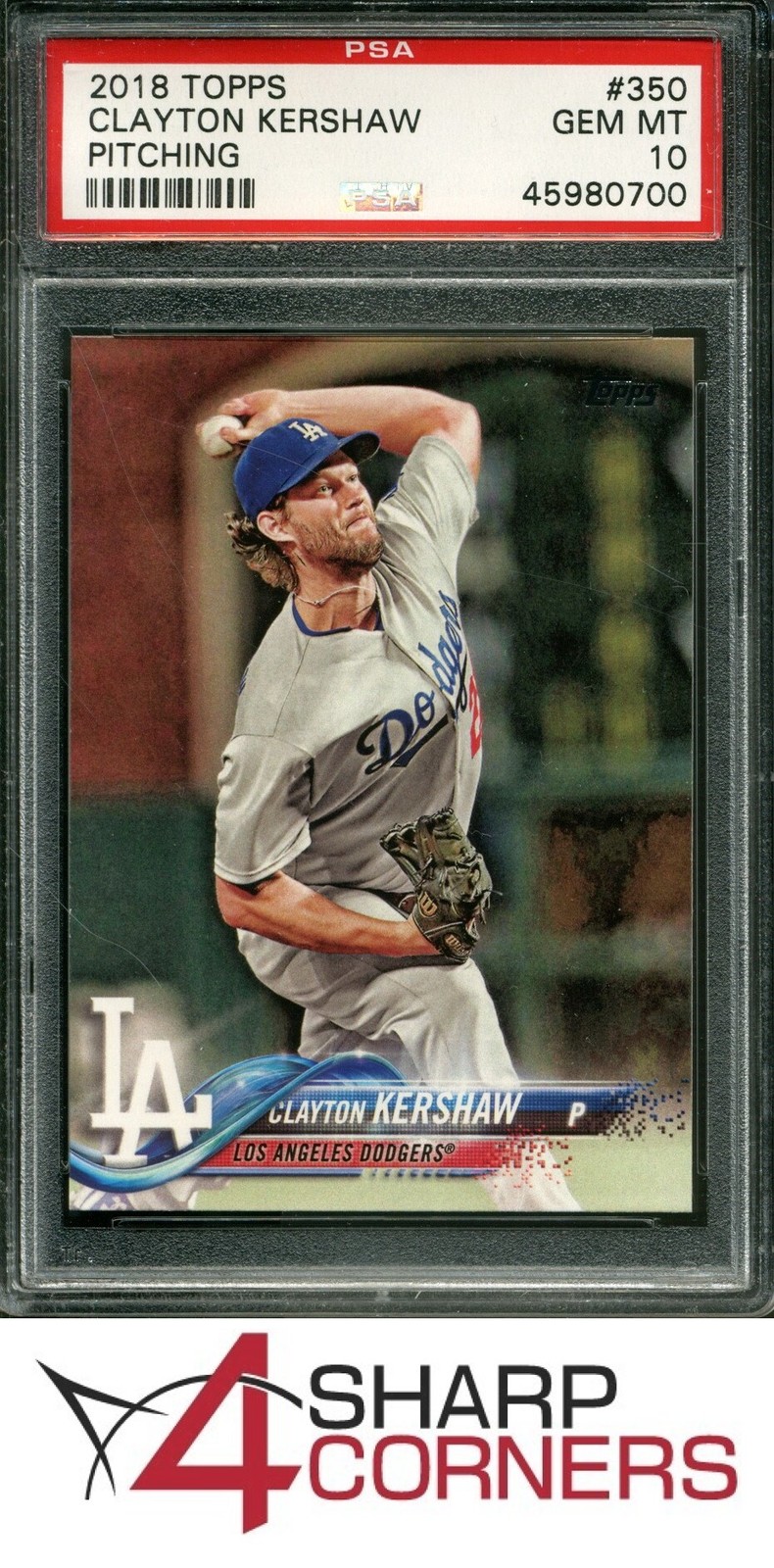 2018 TOPPS #350 CLAYTON KERSHAW DODGERS PTICHING PSA 10 view 1
