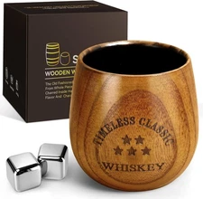 "Wooden Whiskey Glass Set - Charred Wooden Bourbon Drinking Glass, Whisky Glasse