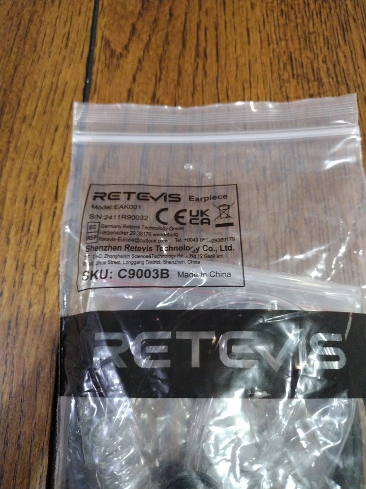 New (Unused) Walkie Talkie Earpieces Retevis EAK001 Acoustic Tube Headset C9003A - Image 2 of 4