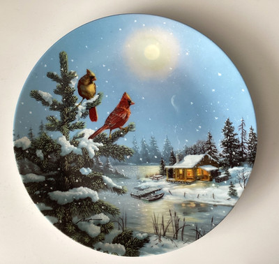 Wings of Winter Moonlight Retreat by Rusty Rust Collector Plate 1992 Bradex