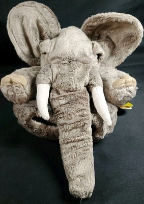 Folkmanis Elephant Hand Puppet Gray Tusks Plush Trunk Moves Stuffed New 