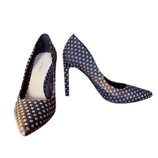 Nine West Tatiana Pumps Black White Geometric Pointed Toe Stiletto Heels 7M