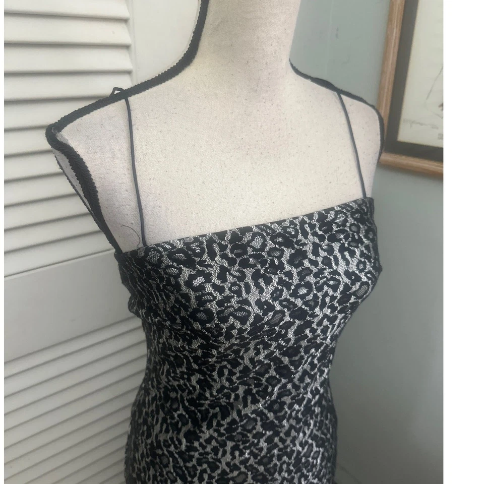 Vestido Vintage RAMPAGE Feminino 7 Preto Prata Tiras Renda Retrô Y2K Vamp Grunge  - Imagem 3 de 4