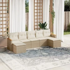 Garden Sofa Set Beige PE rattan Large Modular Garden Sofa Set