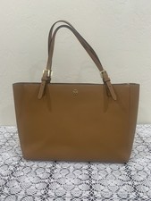 Tory Burch Leather tote bag purse Gold buckles logo handbag