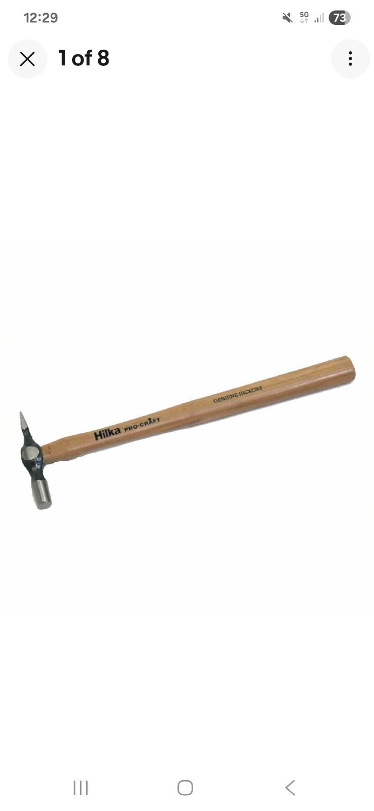 Hickory Shaft Cross Pein Hammer 8oz Polished Faces Forged Steel Head Hilka