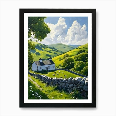Rolling Hills Of Ireland 1 Kunstdruck gerahmtes Wandbild Poster Leinwanddruck Bild