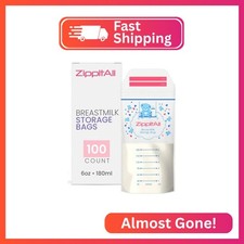 DiRose Breastmilk Storage Bags -6 oz 100 Count Double Zipper Leak Proof Capacity