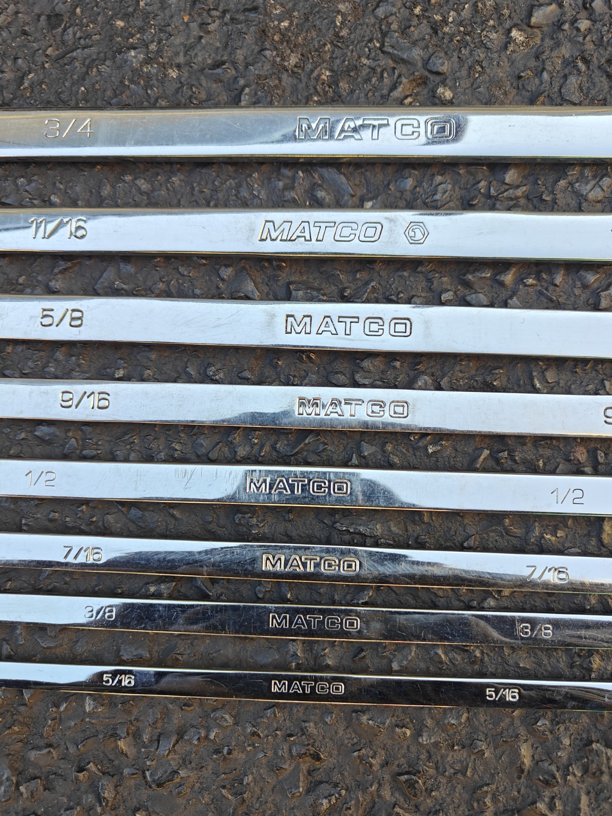 Matco Tools 8pc SAE 0° Flex Head Ratcheting Box XL Wrench Set Spline Inch