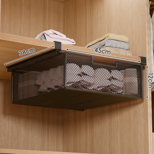 Under Shelf Underwear Storage Basket Pure Color Pull-Out Drawer Office Storage - Picture 17 of 18