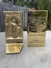 VIRGINIA METAL CRAFTERS LIBERTAS JUSTITIA BRASS HEAVY BOOKENDS 1999 Aristotle