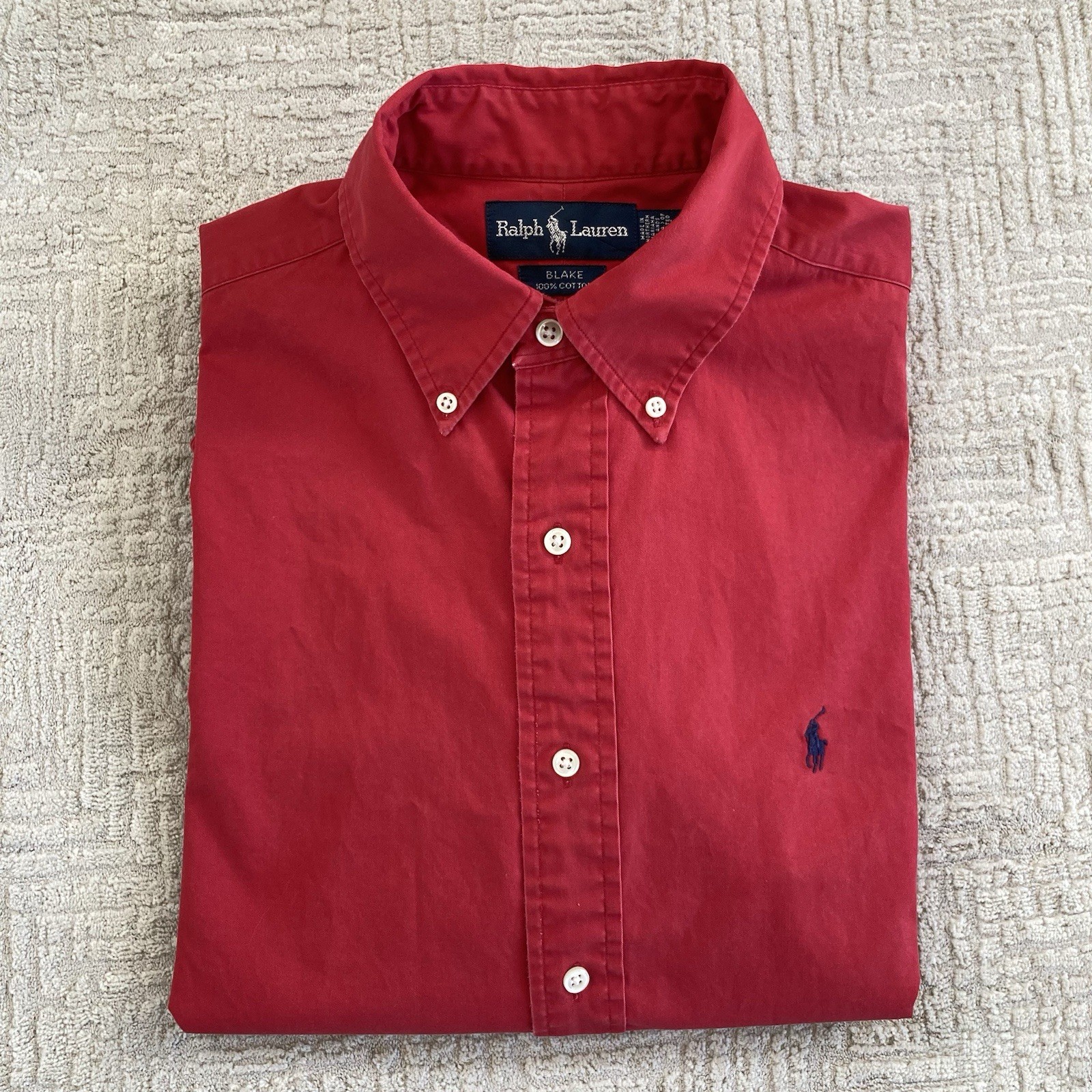 Vintage Polo Ralph Lauren Blake Shirt Mens Medium Red Blue Pony Button Up