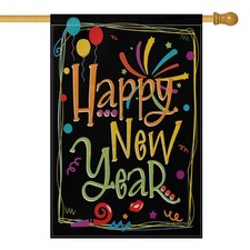28x40 Inch Happy New Year House Flag Double Sided Holiday Yard Decorative Flag