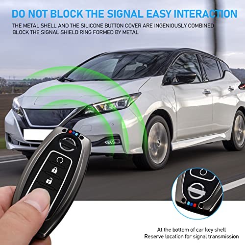 Compatible with Nissan Key Fob Cover,Key fob Case Shell for Altima Rogue grey - Afbeelding 5 van 7