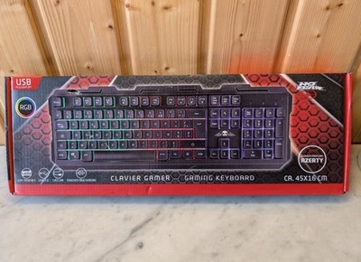 No Fear LED Gaming Tastatur AZERTY not QWERTY 104 Membrane RGB Lighting USB NEW