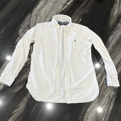 Ralph Lauren Classic Fit Men s M White Cotton Woven Button-Down Polo Pony