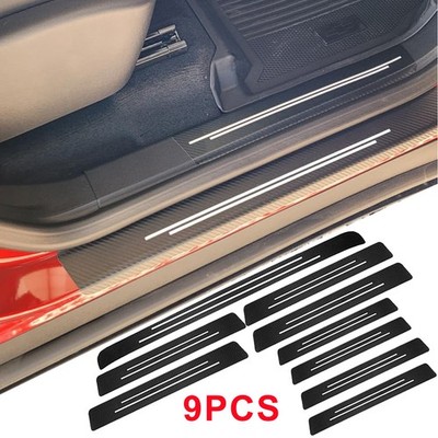 For Volkswagen 9Pcs Carbon Pattern Car Door Sill & Trunk Threshold Protector Kit