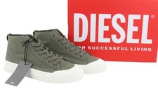 DIESEL Men Sneakers S-Athos Mid EU45 Olive Night Canvas Lace Up RRP150 DDP