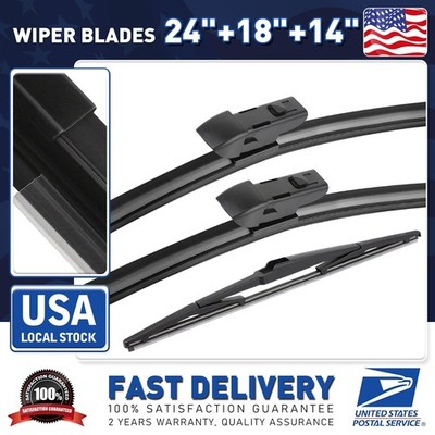 24'' 18'' 14'' OEM Quality Bracketless Windshield Wiper Blades Top Lock Front &Rear