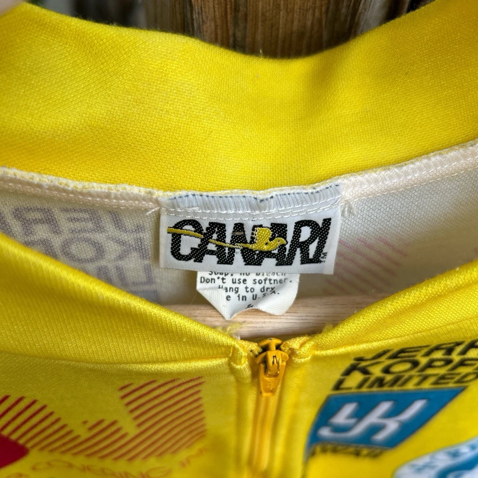 Camiseta deportiva de ciclismo Canari Cyclo-Vets vintage talla L S/M hecha en EE. UU. Coolmax amarilla Foto 2 de 3