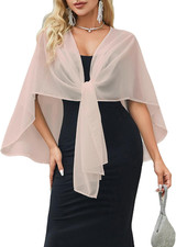 Shawl and Wraps Shrug for Evening Dresses Sheer Chiffon Cape Women Elegant Silky
