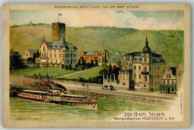 13591320 - 6220 Ruedesheim Boosenburg winery by Joh. Bapt. storm rhine steamer