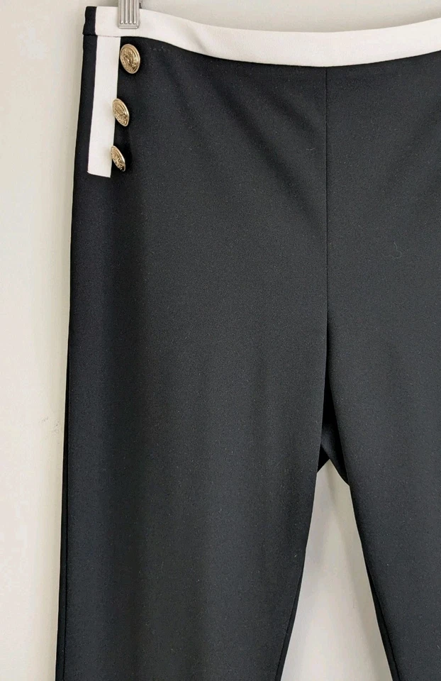 CALVIN KLEIN женщин 10 широкая нога брюки эластичной Sailor латуни кнопки контраст отделки - Изображение 4 из 4