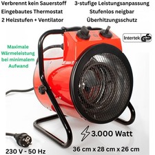 Mauk Elektro Heizlüfter 3000 Watt Heizgerät Heizgebläse Heizlüfter Heizstrahler