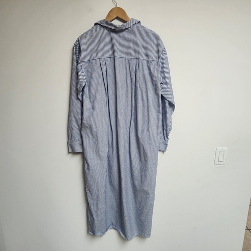 Old Navy Hemdblusenkleid Damen Medium Tall Midi reine Baumwolle blau weiß gestreift - Bild 8 von 15