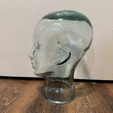 Vintage Blue Green Tint Heavy Glass Mannequin Head Wig Hat Display