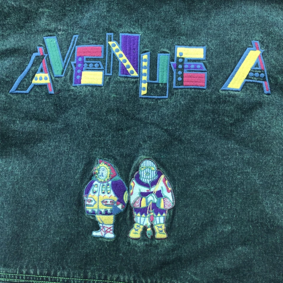 Vintage Avenue Jacket Womens Large Green Denim Sherpa Lined Eskimos 90s - Image 3 of 4