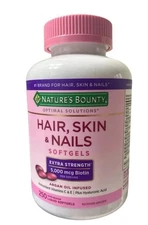 Nature's Bounty HAIR SKIN and NAILS 250 Softgels Multivitamin 5000 mcg EXP: 1/27