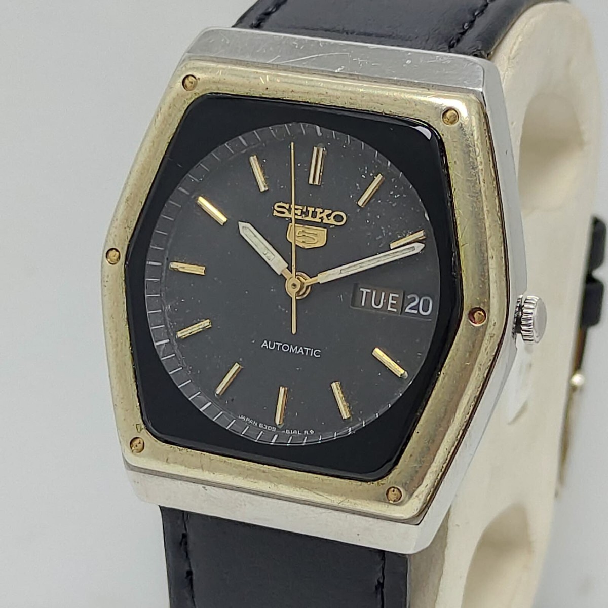 SEIKO 5P39-6000 アナログ腕時計 ブラック/ゴールド クォーツ Seiko 5 6309-615A Automatic Day/Date Vintage Men's Watch (Two Tone