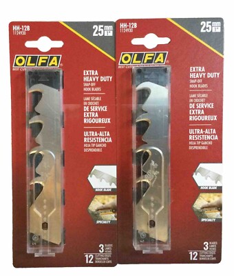 2pk OLFA 25mm Extra Heavy Duty Snap-Off Hook Blades For Utility Knives 3ct (M4)
