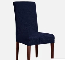 Enova Home Luxury Chair Cover Navy Blue Jacquard 1 Pc. A0164