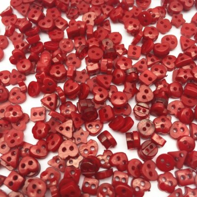Lot De 50 Boutons Roses 6 Mm 2 Trous – Formes Variées (cœur, étoile, Fleur, Etc.) Pour Scrapbooking Et Couture