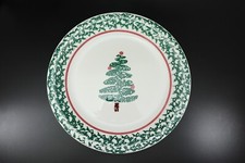 Furio Christmas Tree DINNER PLATE  Green Sponge Rim Italy