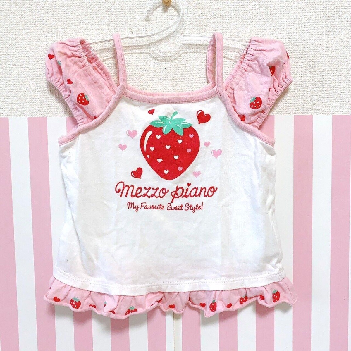 Mezzo Piano Tank Top Tops White Camisole Strawberry Pink