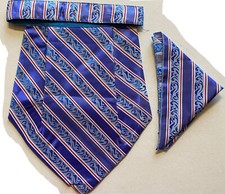 NEW BLUE Men Silk Cravat SQUARE Scarf Ascot NECK Tie PARTY-PRESTITCHED GATSBY