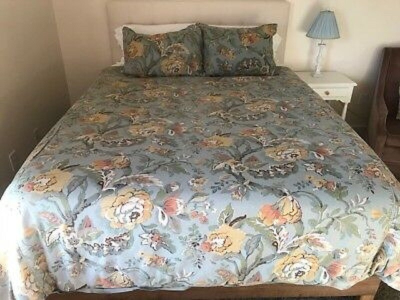Pottery Barn Vanessa Floral Duvet Cover Blue Queen 2 Standard Shams