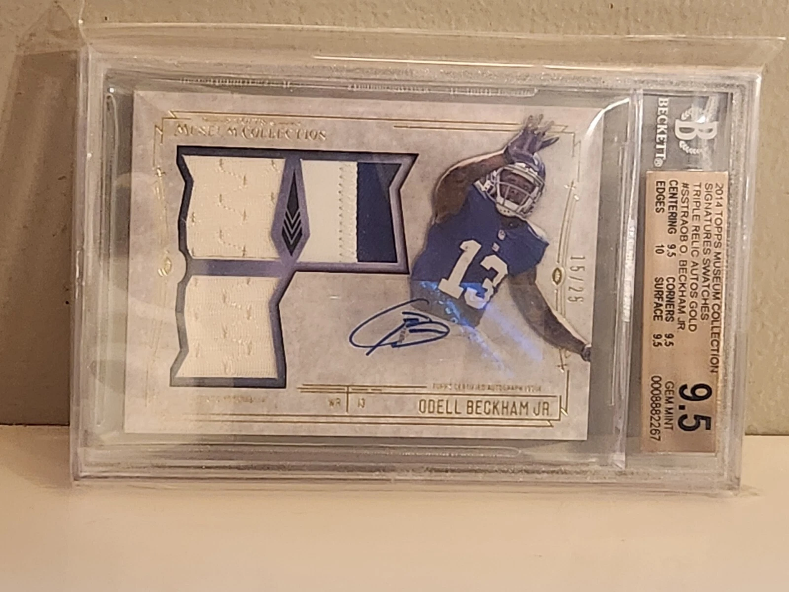 Odell Beckham Jr. Topps Museum Collection Signature Swatches Autographed Triple Relic #OB Gold