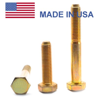 5/16''-24 x 1'' (FT) Fine Grade 8 Hex Cap Screw (Bolt) - USA Yellow Zinc