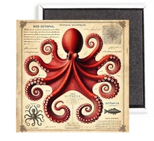 Red Octopus FRIDGE MAGNET sign advertisement