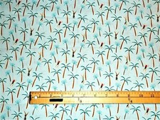 Curtain Valance Nautical Palm Tree Tropical Water Ocean Sea Blue Tan 42x14