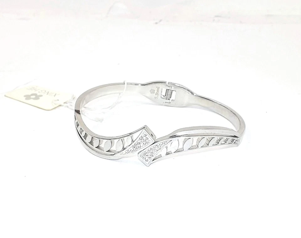 MODA GIOIELLO BRACCIALETTO Rigido Farfalla Fiocco BRACCIALE DONNA Argento - Immagine 2 di 4