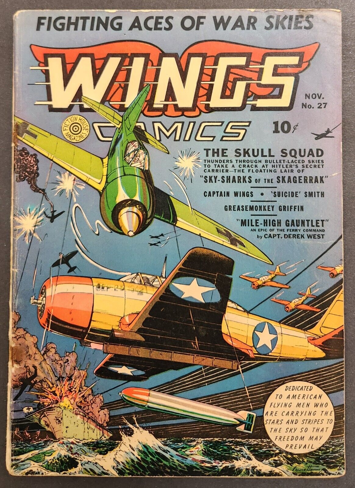 WINGS COMICS 1942 Fighting Aces Of War November #27 Fiction House