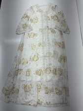 Shein White Gold Floral Print Short Sleeve Dress Womens Size Small