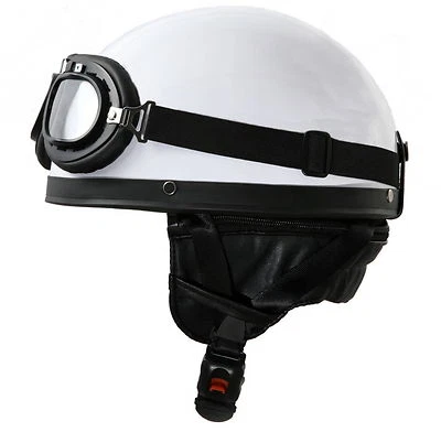Oldtimerhelm Eierschale und Brille Weiß L 59 bis 60 für DDR Moped Motorradhelm - Bild 1 von 2